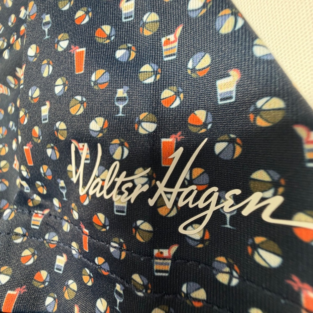 Walter Hagen P11 Print Polo Men's‎ L Poolside Navy Golf Shirt NWT